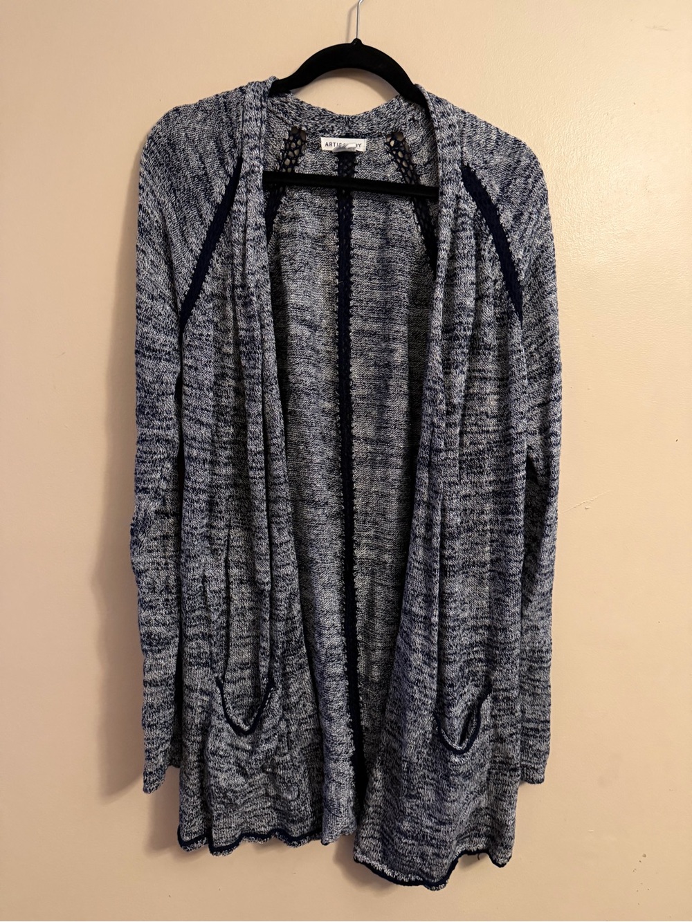Artisan Ny Open-Front Heathered Navy Cardigan